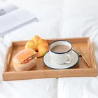 Healthy hotel bamboo and wooden breakfast bamboo food serving tray with handle