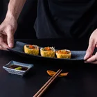 High Quality Luxury Porcelain Rectangular Japanese Style 11 Inch Sushi Tray Big Long Boat Ceramic Plates