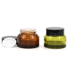 15ml 30ml High quality Clear green amber glass face cream cosmetic jar skin care packaging jar with lid