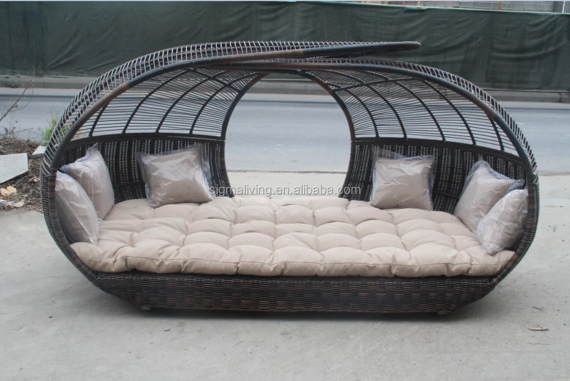 Wholesale garden sets wicker rattan outdoor unique day bed chaise furniture
