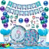 Disposable the little mermaid party favors tableware and birthday party decoration little mermaid party supplies pack