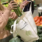 Promotion 100% Organic Recycle Cotton Washable Reusable Grocery Shopping Bag With Bottle Sleeves Eco Friendly