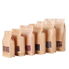 Paper Bags Kraft Paper Standing Up Pouches Zipper Packaging Sealing Bags With 8 Sides