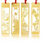 New Design Openwork Plum Orchid Bamboo Custom Metal Bookmark For Gifts, Iron Etching Feather Bookmark Metal