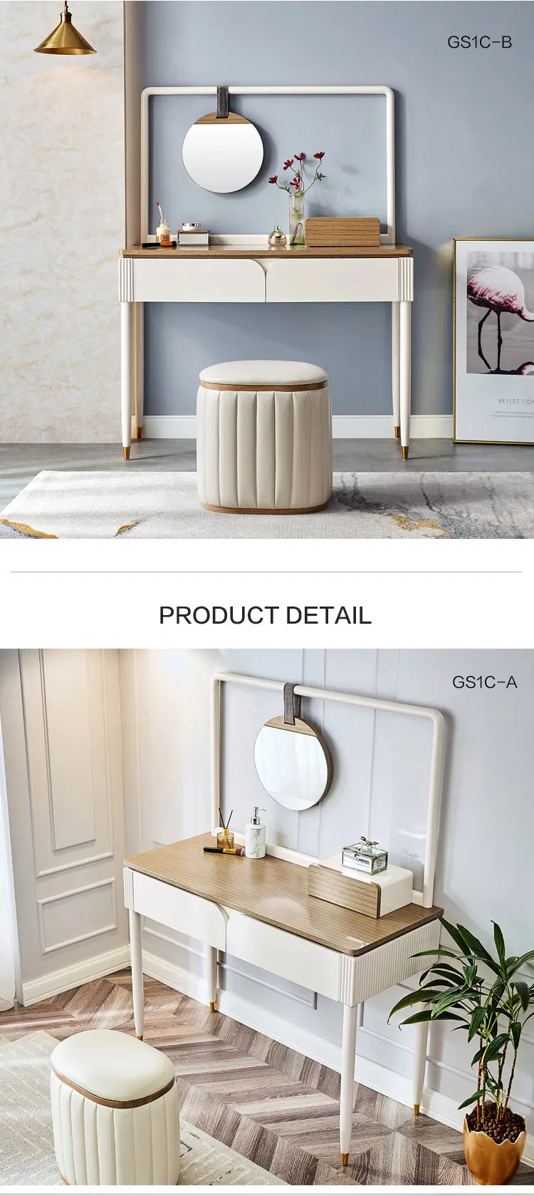 3 7 8 Drawers Wide Wooden Luxury Silver Desk Hair Make Up Mirror Chest Dresser Set For Bedroom