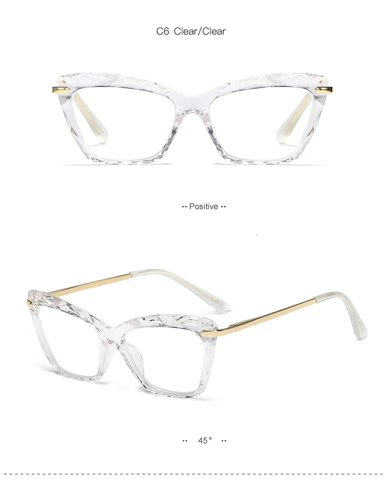 SHINELOT M0108 Popular Women Crystals Transparent Optical Glasses Frames Brand Clear Diamond Cut Spectacles Eyeglasses Frames