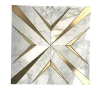 Classic tile flooring brass tile inlay with marble waterjet mosaic for wall &floor