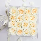 Acrylic clear Rose Plastic Crystal Luxury 16 holes Wholesale Flower Display Box Wedding flower box gift flower box