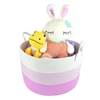 Manufacturer new Creative home extra large cotton rope woven storage basket with Long Handles Decorative Storage Bins
