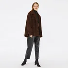2020 Wholesale Brown Lapel Casual Fleece Thick Winter Women Buttons Warm wool coat