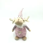 Hot selling xmas ornament pink plush reindeer christmas decorations elk edge sitter