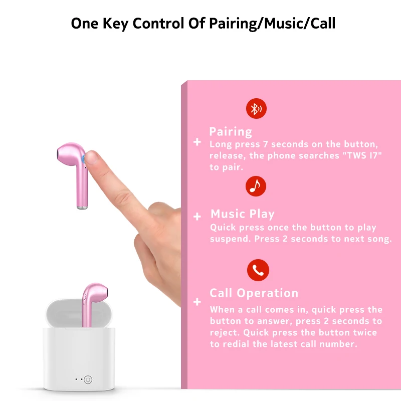 Wide compatible handsfree headphones waterproof tws i7s earphone for sony - ANKUX.COM