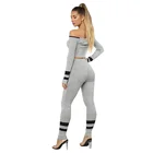 Wear Knit Ribbon Fabric Ladies Sport Wear 2 Pieces Set Long Sleeve Yoga Sets Fitness Women