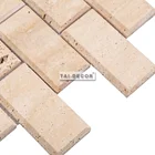 Marble Mosaic Beveled Brick Rough Beige Metro Tile
