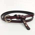 Wholesale ladies casual leather thin belt women pure leather dress round buckle belt