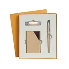 Business Gift Set USB And Pen Trading Ideas, Promotional Items Mini Office Stationery Pu Power Bank Corporate Gifts