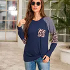 Blouses Woman Casual Tops Long Sleeve Leopard Print Patchwork Plus Size T-Shirt Blouses