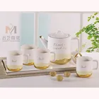 Popular Yellow Water Ripple Household Teapots Ceramic Custom Tea Pot Sets