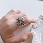 Unique Antique 925 Sterling Silver Open Adjustable Finger Ring For Women