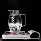 Stylish Handmade Borosilicate Glass water pitcher Beautiful Cold Coffee Kettle Water Jug with Lid