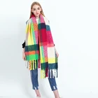 Wholesale Hot Sale Cotton Multi-color Patchwork Scarf Soft Long Fringe Scarf for Women