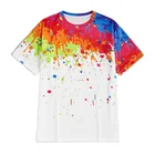 OEM service casual wear plain muti color paint splatter white t-shirt clothing custom t shirt printing