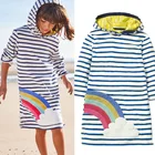 High quality kids clothes wear baby girl dress cotton rainbow applique hoodies fall autumn stripes