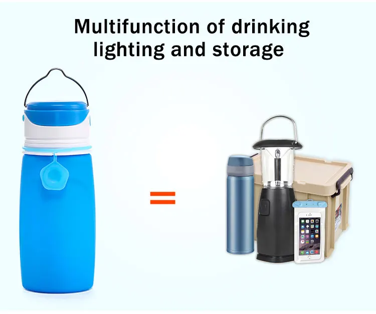 New Item Eco-friendly Lightweight 550ml Silicone Foldable Smart Water Bottle