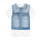 Hot sell Custom t shirt cotton breathable casual denim printed white shirt