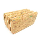 Vegan Cork Clutch Purse for Women Soft Wooden Leather Zipper Phone Holder Wallet