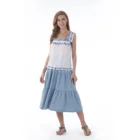 Fashion Blouse Elegant Fashion Lady Woven Sleeveless Square Neck With Embroidery And Puff Print Blouse Tops