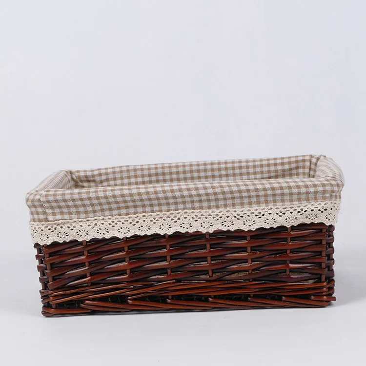 desktop gift food bread storage wicker basket jute cotton fab