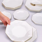 White Personal Plate for Restaurants Porcelain Tableware Decorative Gold Rim Dinnerware Sets Luxury Bone China Dinner Set
