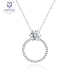 jewelry rose gold 18k plated Hoop Single big stone Moissanite pendant diamond necklace
