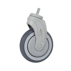 3 inch Thermoplastic Rubber TPR plastic fork thread stem swivel caster with TPR Medium duty hospital bed medical wheel