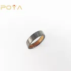 Titanium Ring Whiskey Barrel Wood Ring POYA Jewelry 8mm Titanium Ring Whiskey Barrel Wood Inlay