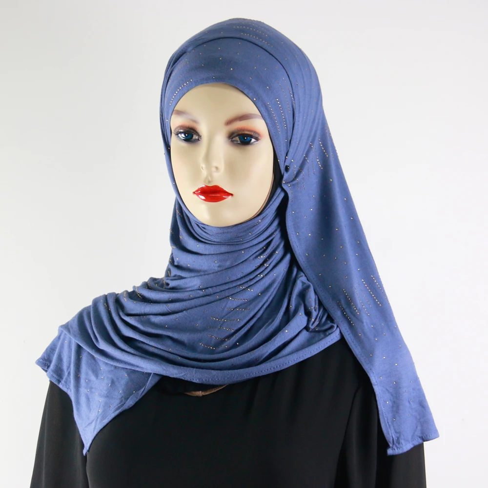 Coton musulman perle strass écharpe sexy fille miroitement hijab