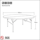 Huge 6-foot 10 People Cheap Commercial HDPE Plastic Round Folding Table for Restaurant Banquet