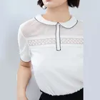 2019 new fashion cute doll collar white short-sleeve women's blouse & tops