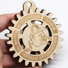 Wholesale Custom Race Wood Wooden Medal With Ribbon