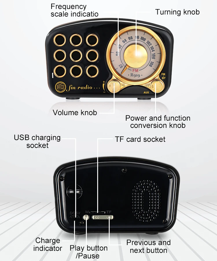 Gift for Christmas 2020 amaze hot selling retro BT speaker Vintage Radio wood crafts