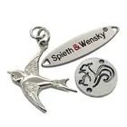 2 Hole Brand Swimwear Engraved Logo Oval Handmade Sew On Apparel Custom Metal Tag For Clothing