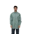 FR Cotton Clothing Long Sleeve Shirts with Collar urea button for Safety Outdoor Construction Cleaner Oil Industry