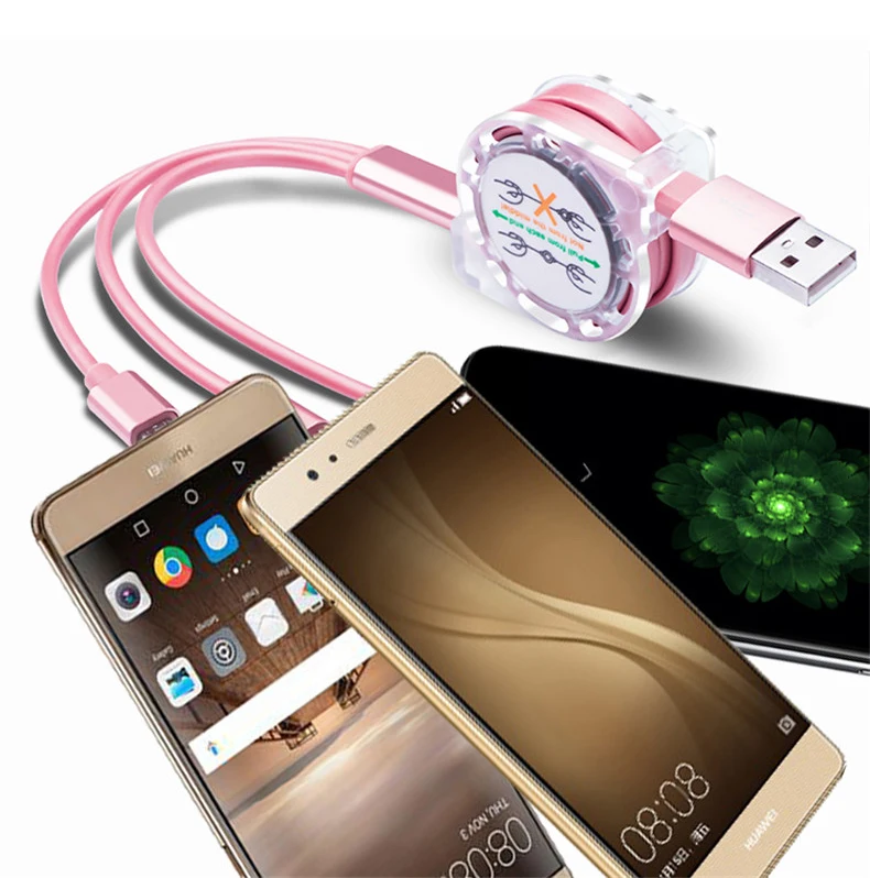 Factory Three in One dual port usb charger cable 3 in 1 multi use mobile phone tablet charging sync data cable line - ANKUX.COM