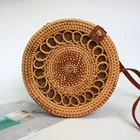 Crossbody Bag for Women Girls Handwoven Shoulder Bags Rattan Handbag with Leather Straps