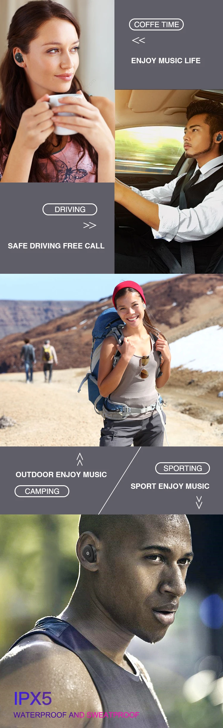 Airsun X1 Dual Stereo Auto-pair Bluetooth 5.0 TWS Earbuds - ANKUX.COM
