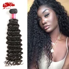 Unprocessed virgin human hair extension, Brazilian Deep wave raw hair weaving 10 - 32 inches in stock