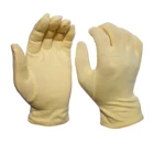 Wholesale Cheap Soft Yellow Cotton Hand Gloves Elastic Cuff for Protection