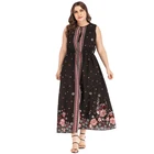 Fashion Sleeveless Elastic Waist Sexy Dress Women Printed Summer Dresses Women Lady Elegant Plus Size Dress