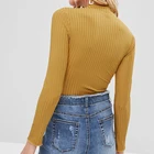 Blouse Custom 2020 Autumn Solid Long Sleeve Half Turtleneck Knit Rib Blouse Tops For Ladies